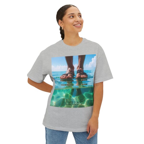 Christian Unisex Tee, Oversized T-Shirt for Men and Women, with "Trust" design Inspirational Faith Apparel, Walk on Water Design - Image 31
