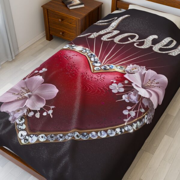 Beautiful "CHOSEN" Inspirational Velveteen Plush Blanket - A Cozy Gift for Anniversary, Wedding, Home Decor. Throw, Bedding, Inspirational