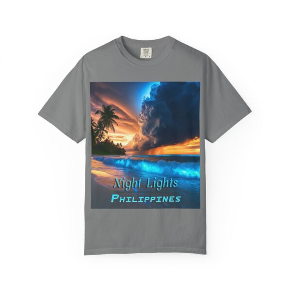 Garment-Dyed Unisex T-Shirt, with our "Night Lights - Philippines" design! Summer Casual Wear, Relaxed Style Inspirational Tropical Beach - Image 23