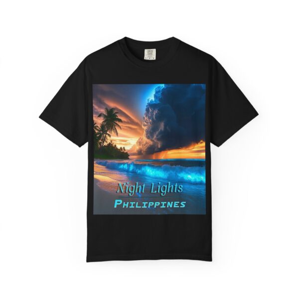 Garment-Dyed Unisex T-Shirt, with our "Night Lights - Philippines" design! Summer Casual Wear, Relaxed Style Inspirational Tropical Beach - Image 39