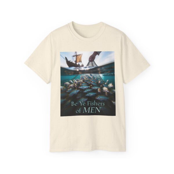 Our "Be ye fishers of MEN" Inspirational Christian Unisex Cotton T-Shirt, Faith Spiritual Apparel, Love Gift - Image 21