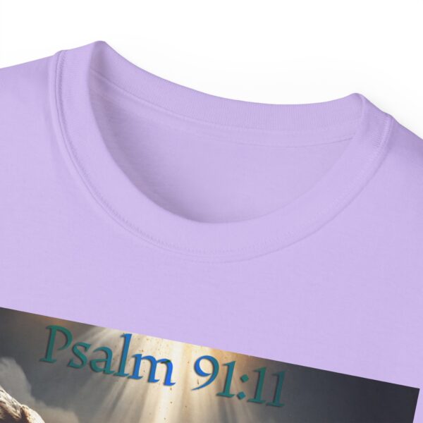 Our Guardian Angel, Psalm 91 "He gives his angels charge over thee" Inspirational Christian Design Unisex Cotton T-Shirt, Faith Apparel - Image 47