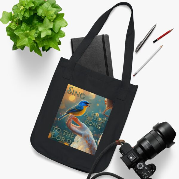 100% Organic 2-Sided Canvas Tote Bag 'Song Bird' "Sing a New Song' Eco-Friendly Cat Lover Gift Inspirational Reusable Shopping Bag - Image 7