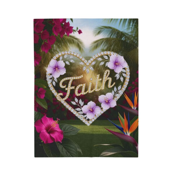 Our Beautiful "FAITH" Inspirational 'Diamond Ring Heart' Design Velveteen Plush Throw Blanket, Cozy Gift for Anniversary, Home Decor Bedding - Image 9