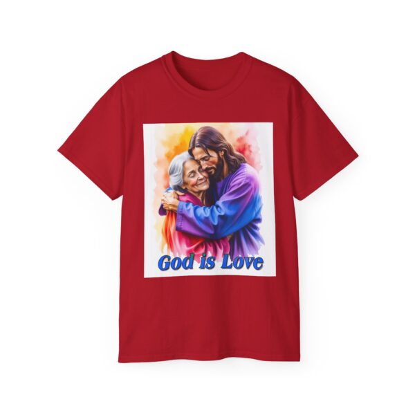 Our "God is Love" series with Jesus hugging Grandmother, Inspirational Christian Unisex Cotton T-Shirt, Faith Spiritual Apparel, Love Gift - Image 58