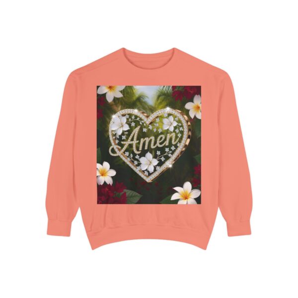 Our Unisex Inspirational Sweatshirt with our "Amen" 'Diamond Ring Heart' design! Philippians 4:8 Comfort, Jumper, Gift Faith Gospel Apparel - Image 5