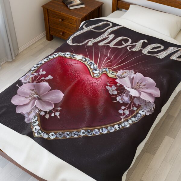 Beautiful "CHOSEN" Inspirational Velveteen Plush Blanket - A Cozy Gift for Anniversary, Wedding, Home Decor. Throw, Bedding, Inspirational - Image 7