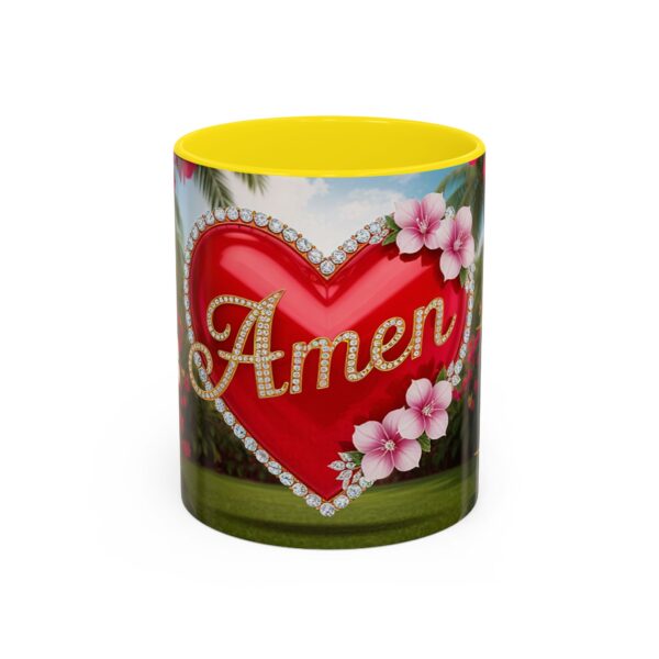 Our "Amen" Inspirational 'Solid Red Heart' Design Accent Coffee Mug, Perfect for Wedding Gifts, Love & Faith Decor, Philippians 4:8 - Image 49