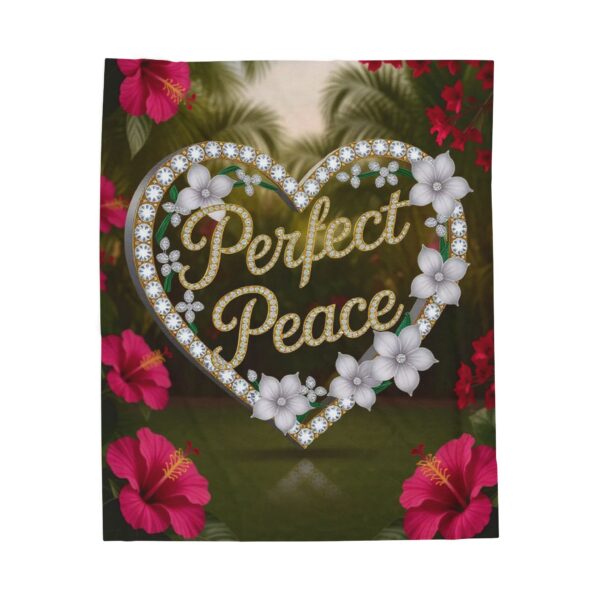 Our Beautiful "PERFECT PEACE" Inspirational 'Diamond Ring Design' Velveteen Plush Throw Blanket, A Cozy Gift for Anniversary, Home Faith Decor - Image 5