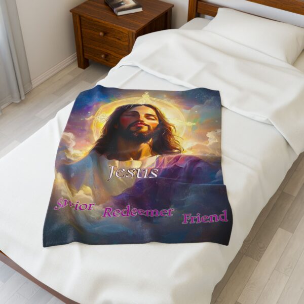 Jesus: Savior, Redeemer, Friend Inspirational Velveteen Plush Blanket - Cozy Gift or Home Decor. Throw, Bedding, Inspirational - Image 11