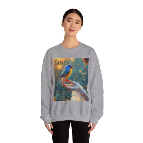 Crewneck Lightweight Sweatshirt with our 'Song Bird' "Sing a New Song" design-Vintage Christian Inspirational Faith Apparel Gospel Sweatshirt Unisex - Image 3