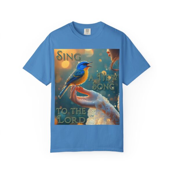 Garment-Dyed Unisex T-Shirt, with our 'Song Bird' "Sing a New Song" design! Summer Casual Wear, Relaxed Style Inspirational Phil 4:8 - Image 33