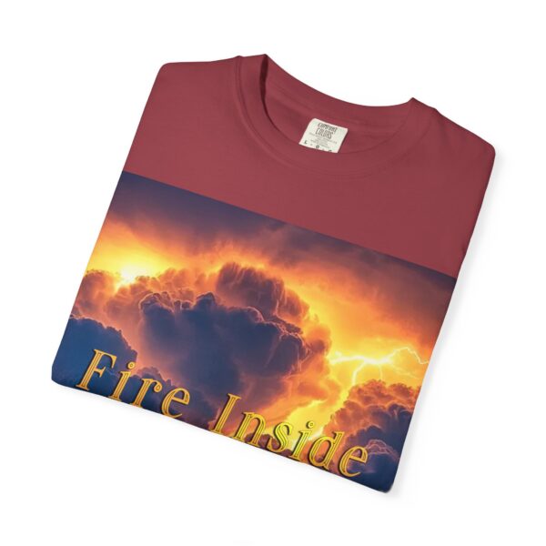 Garment-Dyed Unisex T-Shirt, with our 'Storm Light' "Fire Inside" design! Summer Casual Wear, Relaxed Style Inspirational Tropical Storms - Image 59