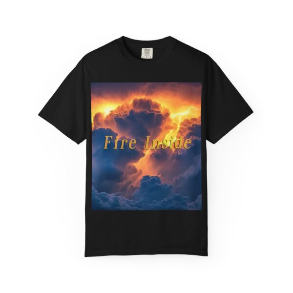 Garment-Dyed Unisex T-Shirt, with our 'Storm Light' "Fire Inside" design! Summer Casual Wear, Relaxed Style Inspirational Tropical Storms - Image 37