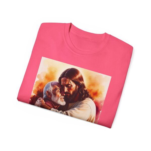 Our "God is Love" series with Jesus hugging PAPA! Inspirational Christian Unisex Cotton T-Shirt, Faith Spiritual Apparel, Love Gift - Image 57