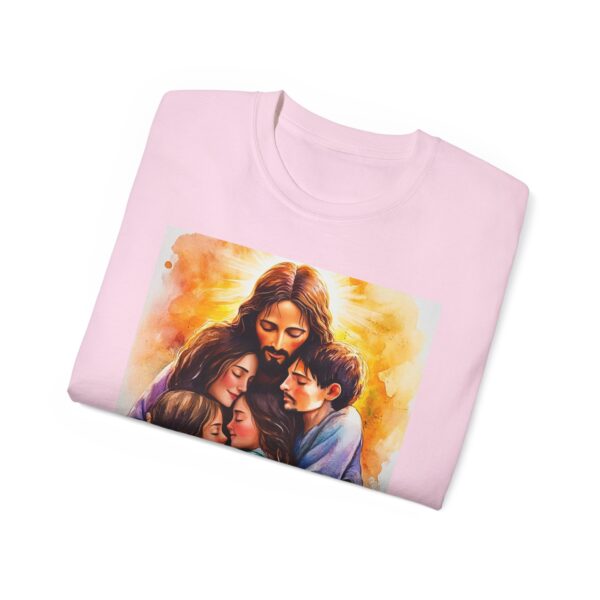 Our "God is Love" series with Jesus hugging a SMALL FAMILY Inspirational Christian Unisex Cotton T-Shirt, Faith Spiritual Apparel, Love Gift - Image 53
