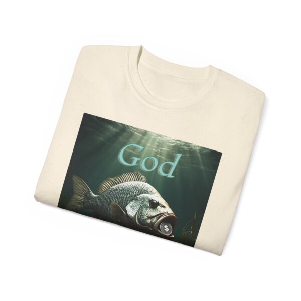 Our "God WILL Provide" design with a Fish with a Coin in its mouth Inspirational Christian Unisex Cotton T-Shirt, Faith Spiritual Apparel - Image 24