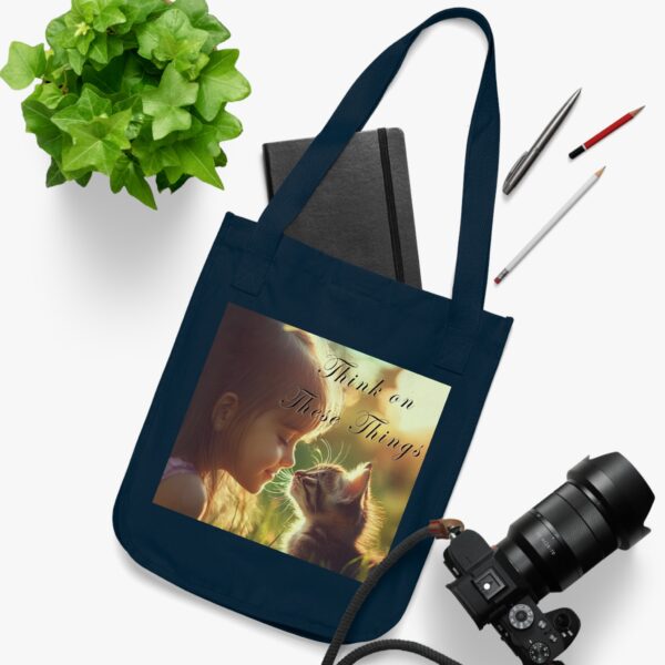 100% Organic 2-Sided Canvas Tote Bag 'Kitten Kisses' "Think on These Things' Eco-Friendly Cat Lover Gift Inspirational Reusable Shopping Bag - Image 11