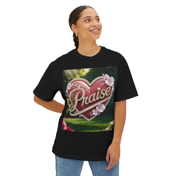 Our "PRAISE" Biblical 'Garden' solid heart design Unisex Tee, Inspirational, Christian Tshirt, Oversized Shirt, Boxy Top! - Image 11