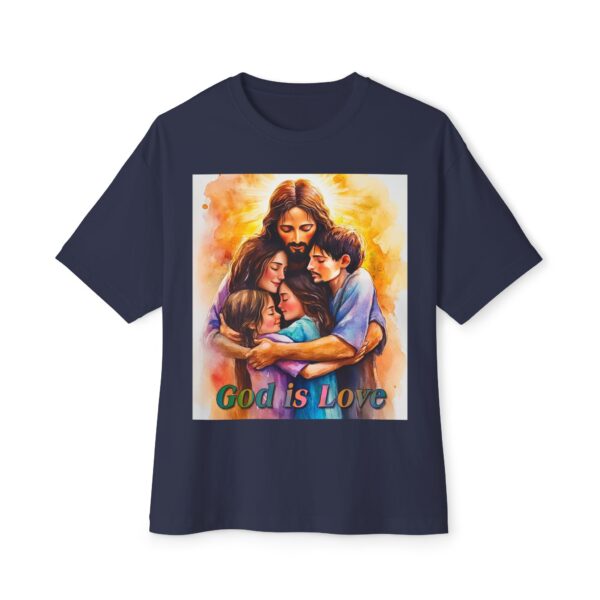 Our "God is Love" series with Jesus hugging a small family! Christian Unisex Tee, Oversized T-Shirt, Inspirational Shirt, Faith Apparel - Image 33