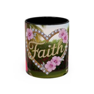Our "Faith" 'Diamond Ring Heart' Inspirational design Accent Coffee Mug, Perfect for Wedding Gifts, Love & Faith Decor, Philippians 4:8