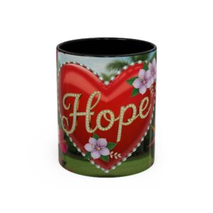 Our "Hope" 'Solid Red Heart' Inspirational design! Accent Coffee Mug, Perfect for Wedding Gifts, Love Confessions, Inspirational Floral Decor Philippians 4:8