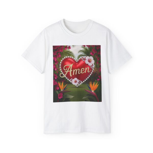 Our "Amen" Inspirational 'Solid Red Heart' Design Vintage Christian Faith Apparel Unisex Cotton T-Shirt, Thoughtful Quote, Philippians 4:8 - Image 6