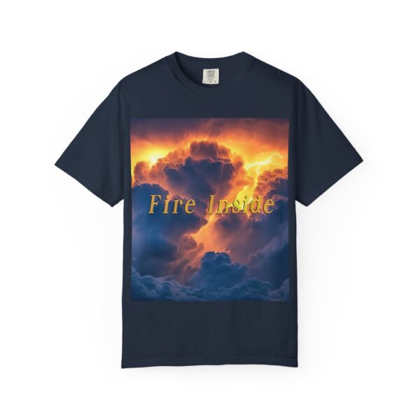 Garment-Dyed Unisex T-Shirt, with our 'Storm Light' "Fire Inside" design! Summer Casual Wear, Relaxed Style Inspirational Tropical Storms - Image 41