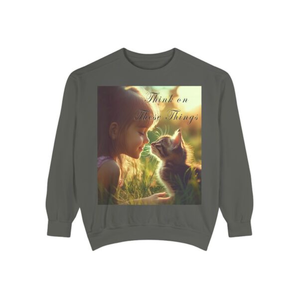 Sweatshirt Unisex Inspirational 'Kitten Kisses' "Think on these things". Christian Apparel, Faith-Based Comfort, Jumper, Gift for Believers - Image 14