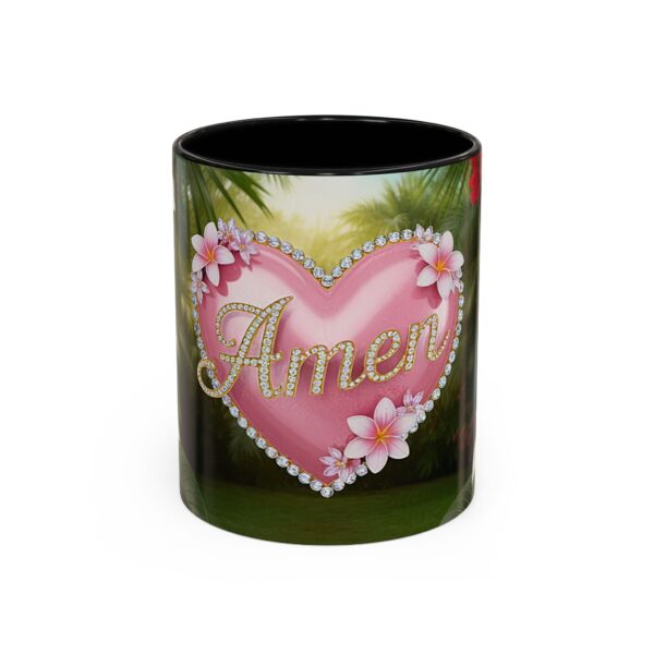 Our "Amen" Inspirational 'Solid Pink Heart' design Accent Coffee Mug, Perfect for Wedding Gifts, Love & Faith Decor, Philippians 4:8
