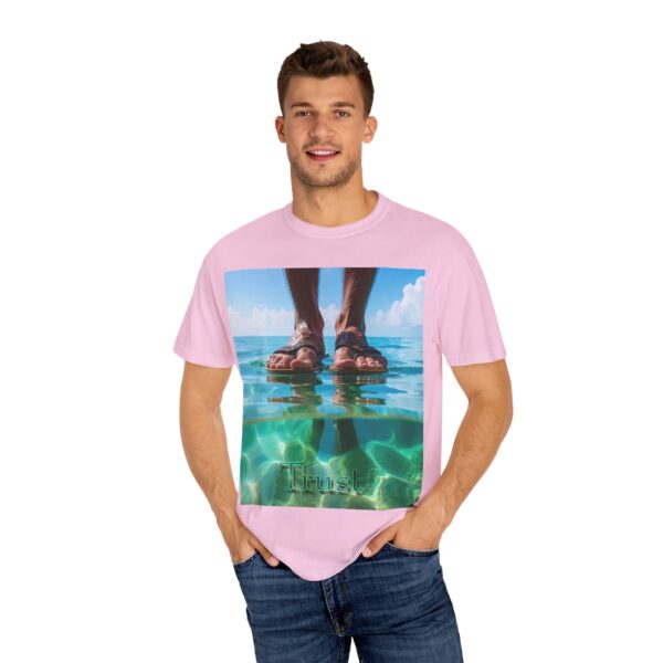 Garment-Dyed Unisex T-Shirt, Walk on Water "Trust" Graphic Design Tee, Summer Casual Wear, Beach Day Outfit, Ocean Lover Gift, Relaxed Style - Image 48