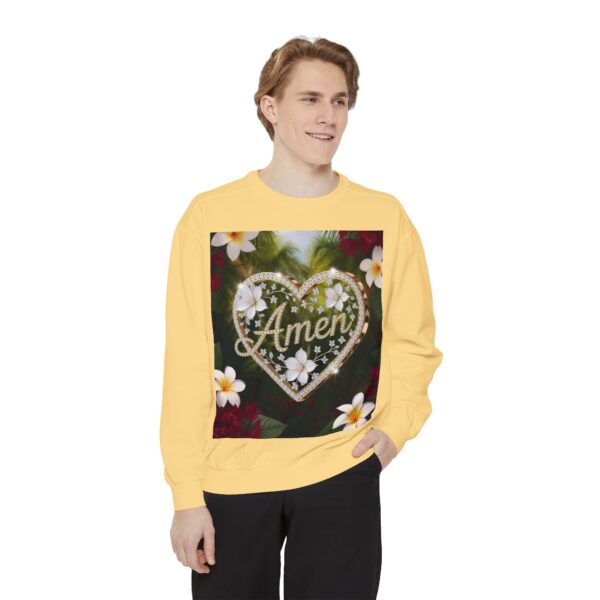 Our Unisex Inspirational Sweatshirt with our "Amen" 'Diamond Ring Heart' design! Philippians 4:8 Comfort, Jumper, Gift Faith Gospel Apparel - Image 11