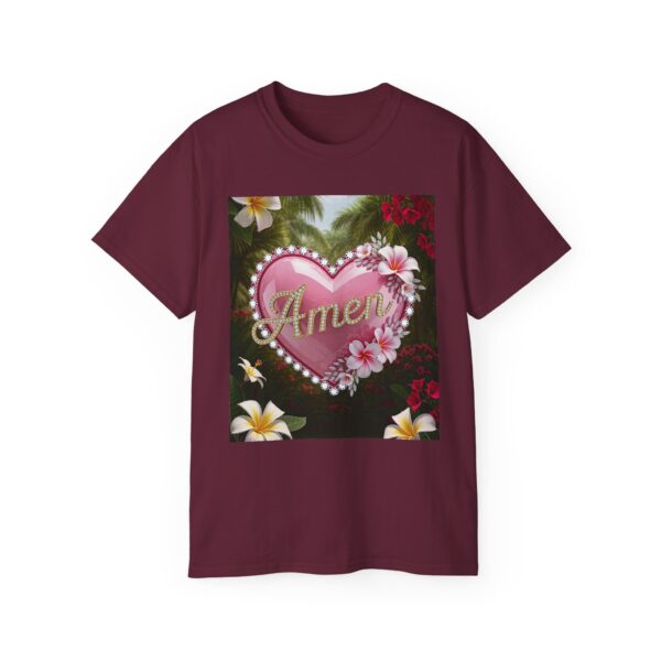 Our "Amen" Inspirational 'Solid Pink Heart' Design Vintage Christian Faith Apparel Unisex Cotton T-Shirt, Thoughtful Quote, Philippians 4:8 - Image 18
