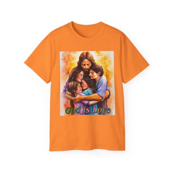 Our "God is Love" series with Jesus hugging a SMALL FAMILY Inspirational Christian Unisex Cotton T-Shirt, Faith Spiritual Apparel, Love Gift - Image 10