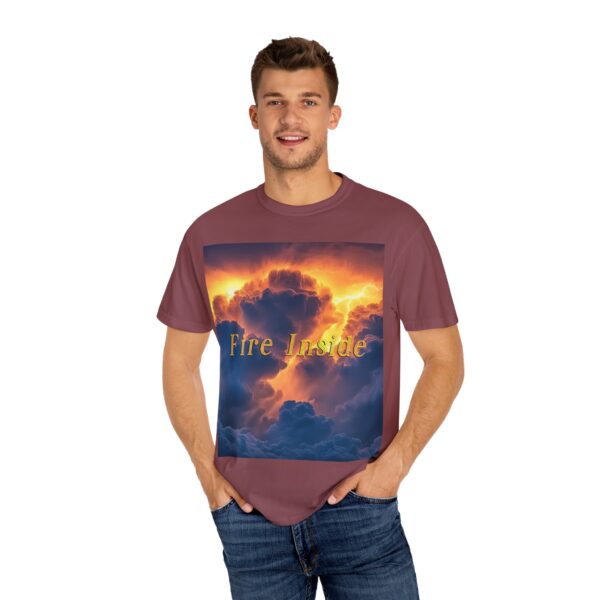 Garment-Dyed Unisex T-Shirt, with our 'Storm Light' "Fire Inside" design! Summer Casual Wear, Relaxed Style Inspirational Tropical Storms - Image 56
