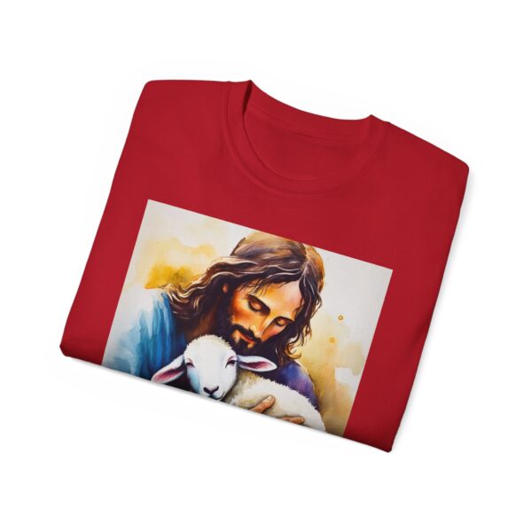 Our "God is Love" series with Jesus hugging a BABY LAMB, Inspirational Christian Unisex Cotton T-Shirt, Faith Spiritual Apparel, Love Gift - Image 61