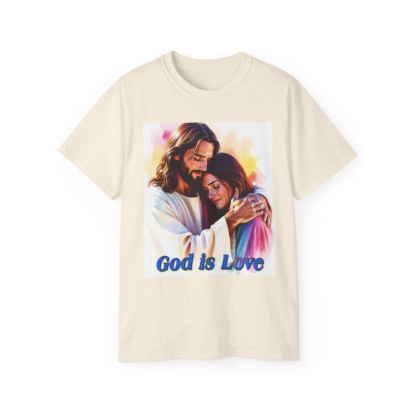 Our "God is Love" series with Jesus hugging a YOUNG LADY, Inspirational Christian Unisex Cotton T-Shirt, Faith Spiritual Apparel, Love Gift - Image 18