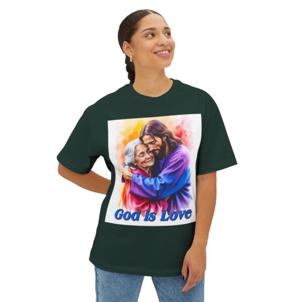 Our "God is Love" series with Jesus hugging Grandmother, Christian Unisex Tee, Oversized T-Shirt, Inspirational Shirt, Faith Apparel - Image 27