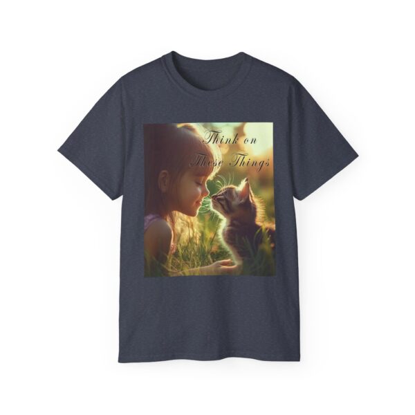 Inspirational 'Kitten Kisses' "Think on these things" Vintage Christian Faith Apparel Unisex Cotton T-Shirt, Pet Lover Cute Thoughtful Quote - Image 41