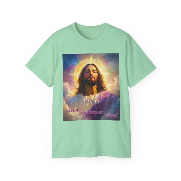 Our "Jesus! Savior Redeemer Friend" Inspirational Christian Unisex Cotton T-Shirt, Faith Spiritual Apparel, Gift for Christians - Image 2