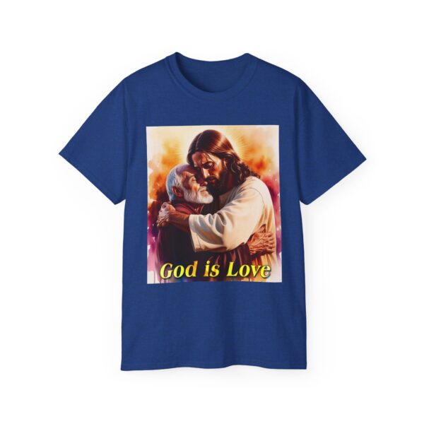 Our "God is Love" series with Jesus hugging PAPA! Inspirational Christian Unisex Cotton T-Shirt, Faith Spiritual Apparel, Love Gift - Image 38