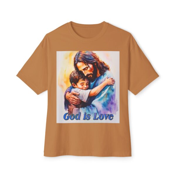 Our "God is Love" series with Jesus hugging a small boy! Christian Unisex Tee, Oversized T-Shirt, Inspirational Shirt, Faith Apparel - Image 17