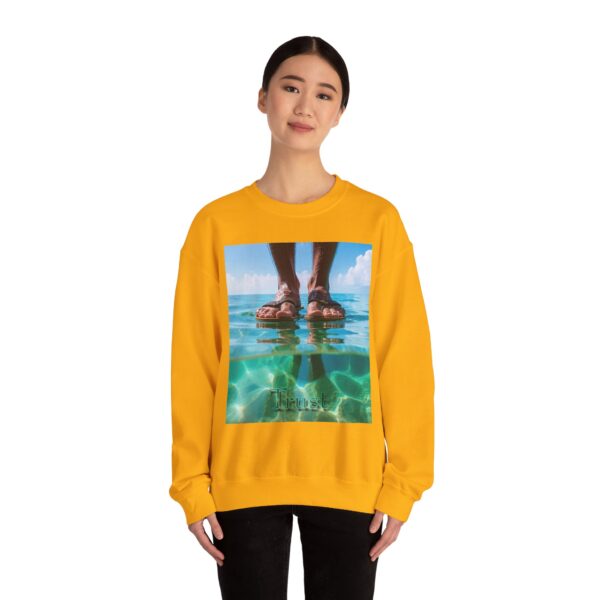 Crewneck Sweatshirt with our "Trust" 'Walk on water' Inspirational Design. Vintage Christian Apparel, Gospel Sweatshirt, Faith Fashion Sweatshirt, Unisex Heavy - Image 14