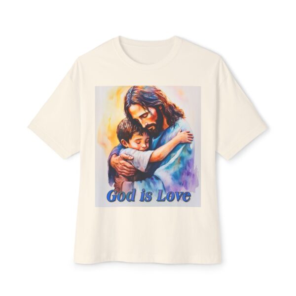 Our "God is Love" series with Jesus hugging a small boy! Christian Unisex Tee, Oversized T-Shirt, Inspirational Shirt, Faith Apparel - Image 13