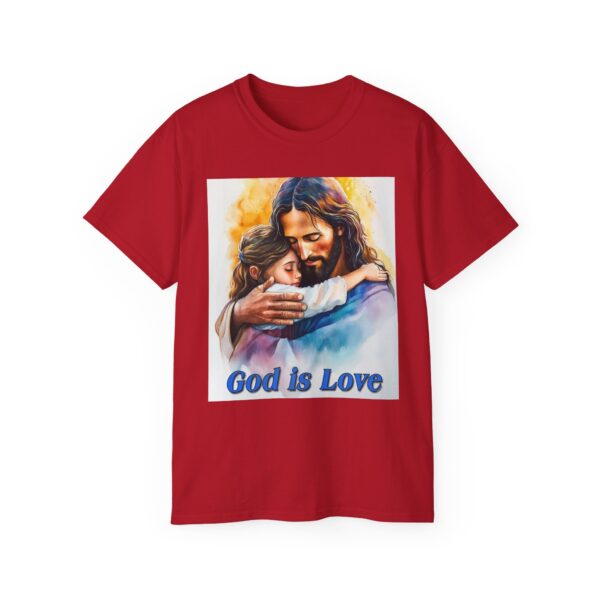 Our "God is Love" series with Jesus hugging a LITTLE GIRL, Inspirational Christian Unisex Cotton T-Shirt, Faith Spiritual Apparel, Love Gift - Image 58