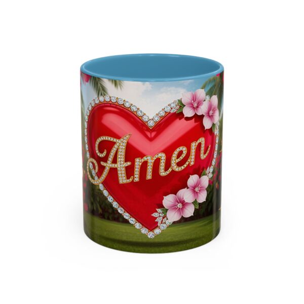 Our "Amen" Inspirational 'Solid Red Heart' Design Accent Coffee Mug, Perfect for Wedding Gifts, Love & Faith Decor, Philippians 4:8 - Image 33