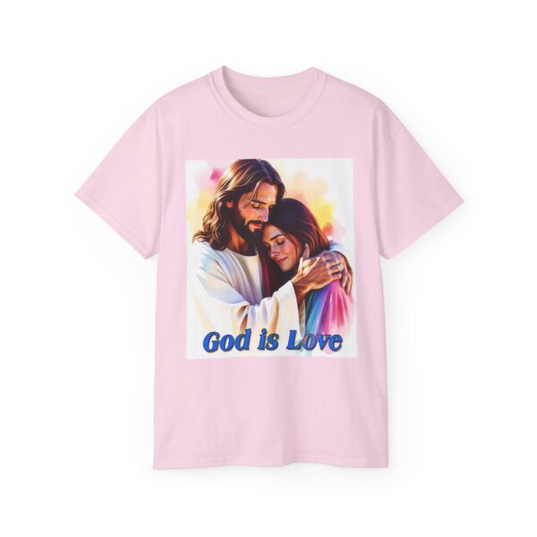 Our "God is Love" series with Jesus hugging a YOUNG LADY, Inspirational Christian Unisex Cotton T-Shirt, Faith Spiritual Apparel, Love Gift - Image 50