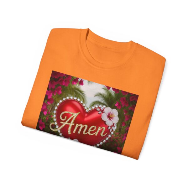Our "Amen" Inspirational 'Solid Red Heart' Design Vintage Christian Faith Apparel Unisex Cotton T-Shirt, Thoughtful Quote, Philippians 4:8 - Image 17