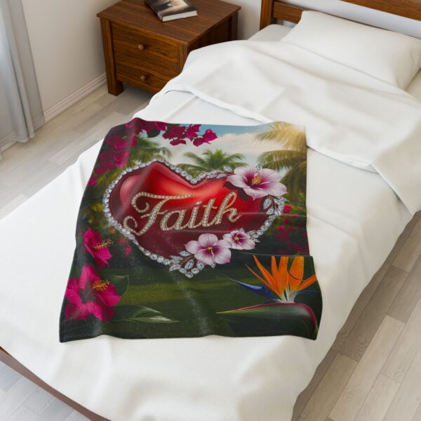 Our Beautiful "FAITH" 'Solid Red Heart' Inspirational Velveteen Plush Throw Blanket A Cozy Gift for Anniversary, Wedding Faith Home Decor Bedding - Image 11