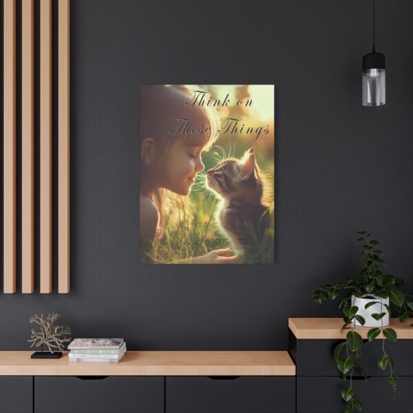 Inspirational matte Canvas Wall Art, with our 'Kitten Kisses' "Think on these things" design Christian Home Decor, Uplifting Faith-Based Art - Image 16